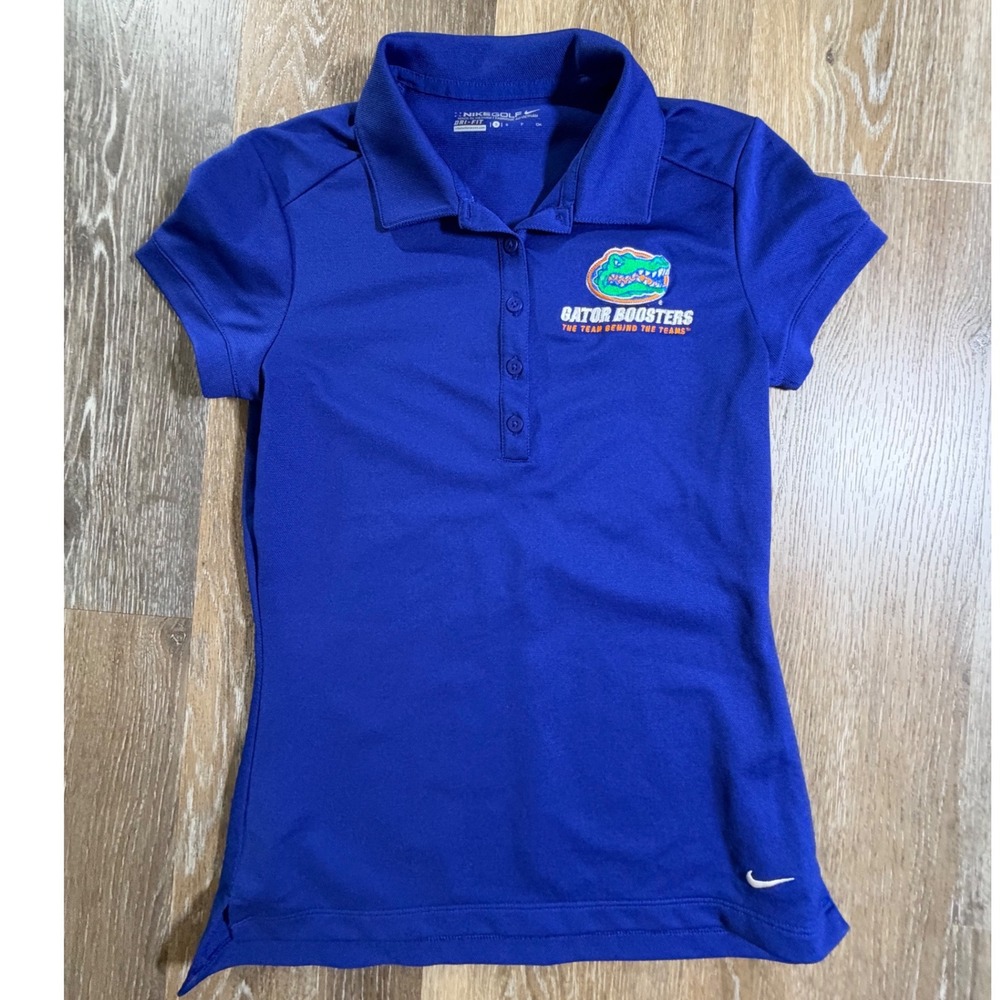 Nike Polo Womens Small Blue Florida Gator Boosters Dri-FIT Golf Short Sleeve